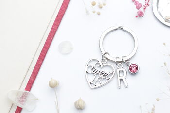 Personalised Sweet Sixteen 16th Birthday Girl Keyring Sixteenth Present, 6 of 9