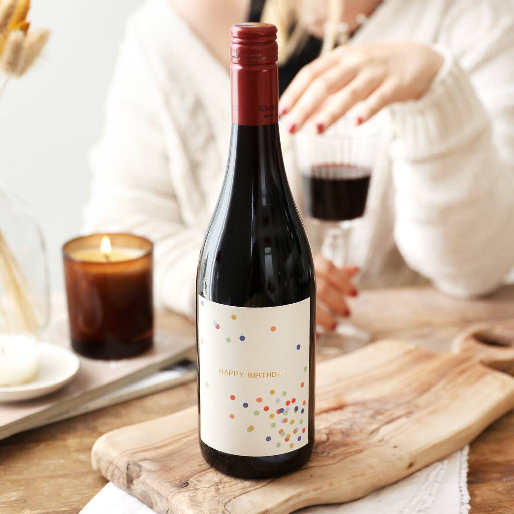 Personalised Confetti Label Bottle Of Wine, 1 of 3