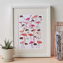 Flamingos And Hedgehog Alice In Wonderland Print, thumbnail 2 of 4