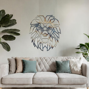 Bold Metal Lion Wall Artwork Symbolising Strength Courage And Leadership, 9 of 11