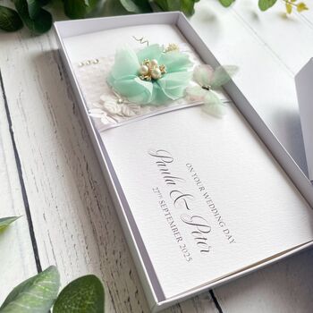 Handmade Wedding Money Wallet Mint Green And White, 5 of 7