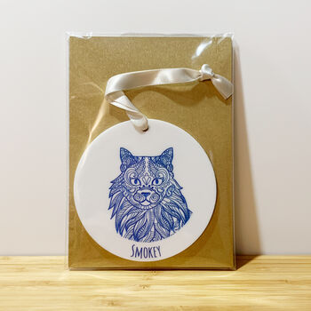 Personalised Fluffy Cat Christmas Tree Decoration, 4 of 4