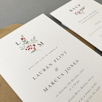 Winter Berry Wedding Invitation Suite, 2 of 4