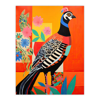 Party Pheasant Bright Colourful Bird Wall Art Print, 6 of 6