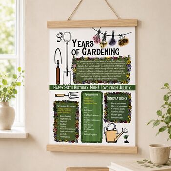 90th Birthday Gift For Gardeners Personalised Print, 3 of 10