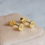 Tiny Silver Button Stud Earrings, thumbnail 2 of 9