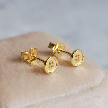 Tiny Silver Button Stud Earrings, 2 of 9