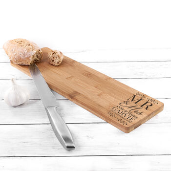 Personalised Mr And Mrs Bamboo Serving Board, 2 of 5