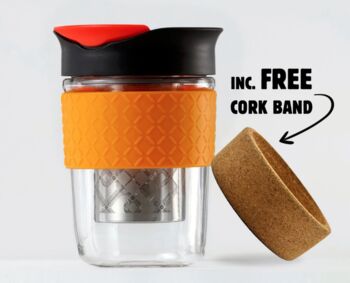Tea Rex Travel Mug With Infuser Built In Orange Lid, 2 of 5