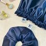 Set Of Two, Silk Scrunchie With Hair Cap, Blue, thumbnail 6 of 9