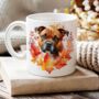 Personalised Dog Mug Red Staffordshire Bull Terrier In An Autumn Wreath, thumbnail 1 of 2