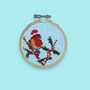 Robin On Holly Christmas Mini Cross Stitch Kit, thumbnail 2 of 6