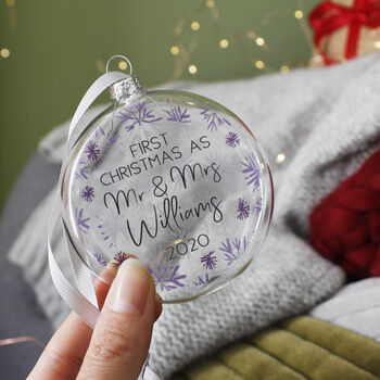 First Christmas As Mr And Mrs Snowflake Bauble, 8 of 11