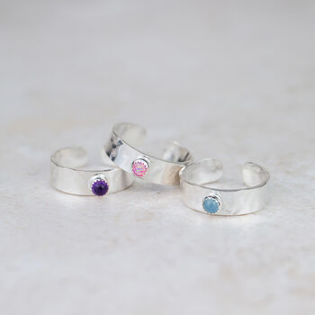 Sterling Silver Birthstone Toe Ring, 2 of 8