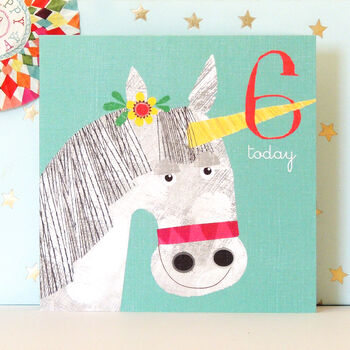 Unicorn 6th Birthday Card, 3 of 4