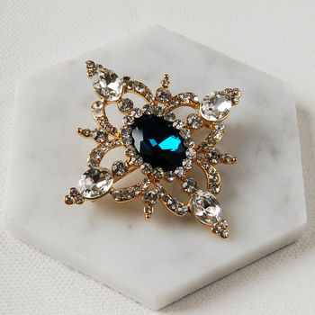 Vintage Style Blue Stone Brooch, 4 of 5