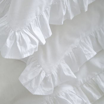Ruffle White Cotton Duvet Cover With Frill Edge, 2 of 5
