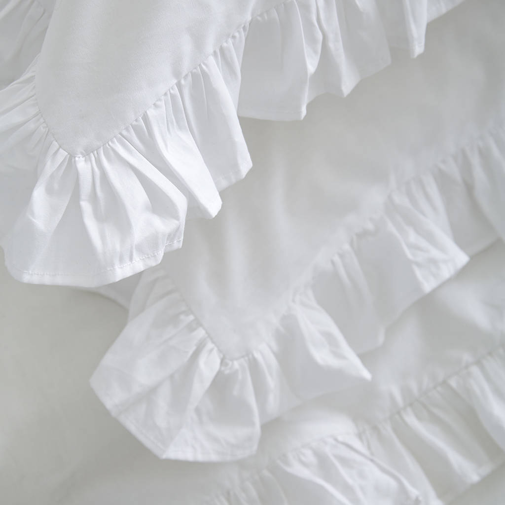 Ruffle White Cotton Duvet Cover With Frill Edge By Mini Lunn