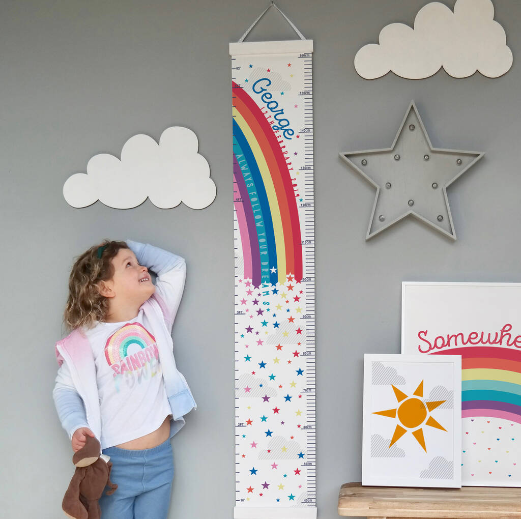 Personalised Rainbow And Stars Canvas Height Chart, 1 of 6