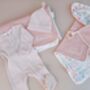 Personalised New Baby Gift Set, Handmade Newborn Blanket And Comforter With Wooden Teether, thumbnail 8 of 8