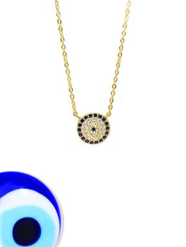 Medium Eye Necklace Rose Or Gold Plated 925 Silver, 5 of 8