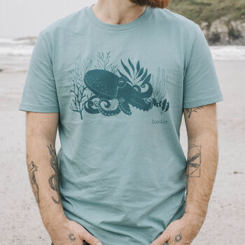 Organic Mens Octopus T Shirt, 5 of 6