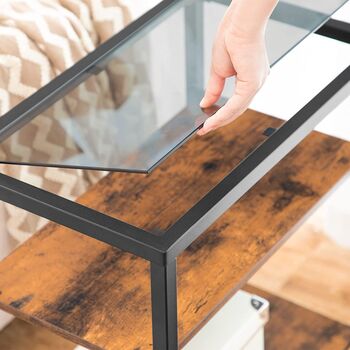 Three Tier Slim Glass Top Side Table Bedside Table, 4 of 9