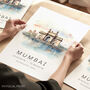 India Travel Art Poster Of Mumbai, thumbnail 1 of 7