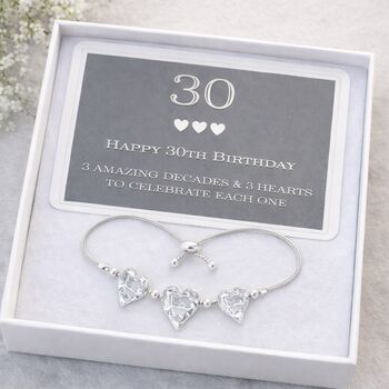 30th Birthday Drawstring Heart Bracelet, 3 of 6