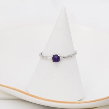Genuine Amethyst Stone Ring In Sterling Silver, 6 of 12