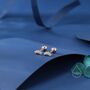Extra Tiny Curved Cz Bar Stud Earrings Sterling Silver, thumbnail 4 of 12