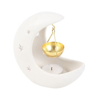 White Crescent Moon Hanging Oil Burner With Gold Dish, 2 of 2