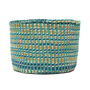 Leta: Turquoise And Gold Tie Dye Woven Storage Basket, thumbnail 5 of 9