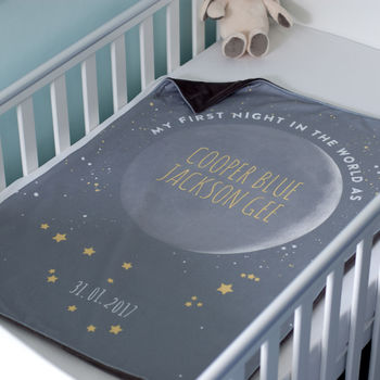 Phase Of Moon And Star Sign Personalised Baby Blanket, 2 of 6