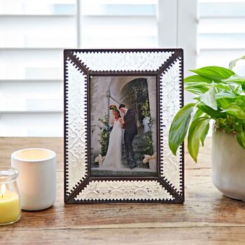 6x4' Recycled Glass And Antique Brass Metal Photo Frame, 5 of 7