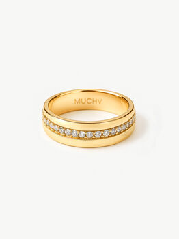 Thick Cigar Band Ring With Sparkling Stones, 7 of 7
