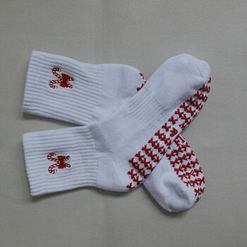 'Bows And Candy Canes' Pilates Grip Socks, 2 of 3