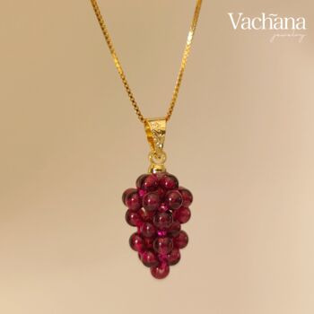 Sterling Silver Red Garnet Grapefruit Necklace, 2 of 4