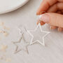 Sterling Silver Large Star Statement Earrings: Celestial Jewellery, 40mm, thumbnail 1 of 5