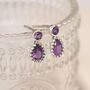 Teardrop Sterling Silver Amethyst Stud Earrings, thumbnail 4 of 10