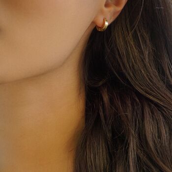 Small Sleeper Hoop Earrings, 18k Gold Plated, 2 of 4