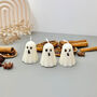 Set Of Three White Ghost Candles And Halloween Gifts, thumbnail 6 of 7