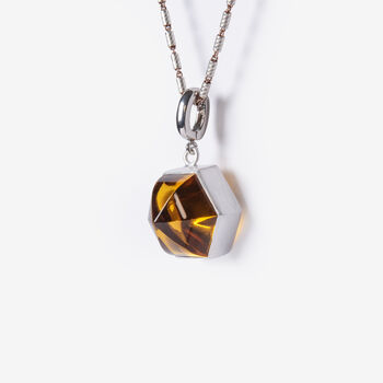 Citrine Dome Silver Charm Clip On Pendant, 4 of 7