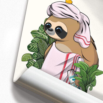 Sloth In Bathroom Towel, Funny Toilet Art, 3 of 7