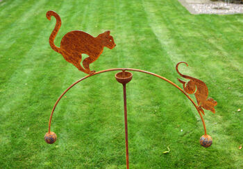 Cat And Mouse Single Or Double Ball Garden Wind Rocker, 2 of 2