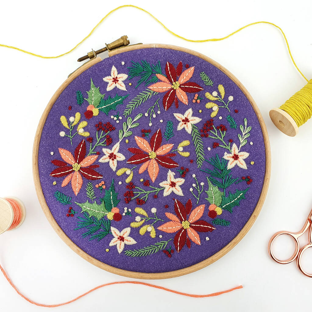 Winter Flowers Embroidery Kit, 1 of 3