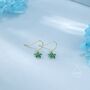 Emerald Green Cz Flower Drop Dangle Earrings, thumbnail 2 of 11