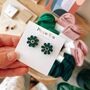 Daisy Stud Earrings In White, Aubergine, Emerald Green, thumbnail 5 of 6