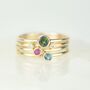 Tourmaline, Ruby And Diamond 9ct Gold Stacking Ring, thumbnail 1 of 6