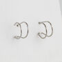 Sterling Silver Double Bar Huggie Hoop Cuff Earrings, thumbnail 1 of 5
